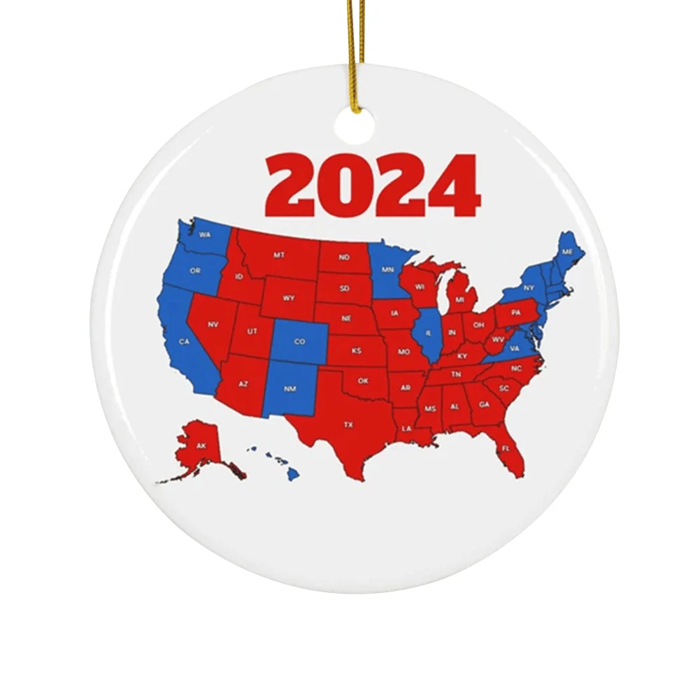 2024 Election Results Map Election Map Christmas Ornament President Won Again Election Ornament Christmas Tree Decoration