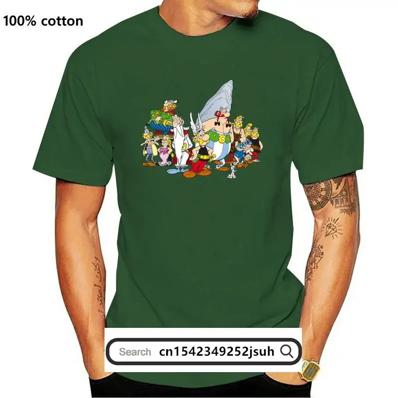 Nueva camiseta negra de manga corta de cómic de dibujos animados de Asterix y Obelix The Gaul para hombre, camiseta informal estampada de manga corta de S-3XL