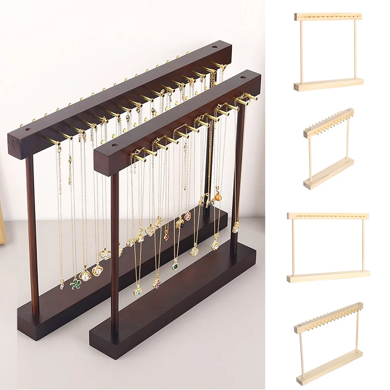 

Vintage Wood Necklace Display Stand Large Capacity Pendants Bracelet Sweater Chain Jewelry Storage Rack Jewellery Hanging Holder