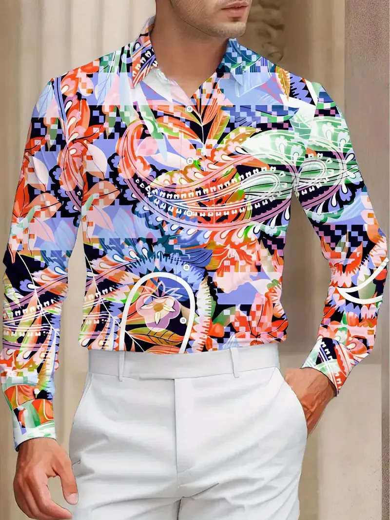 جديد الرجال طويلة الأكمام عارضة قميص 3D قارب مرساة طباعة البحر الأزرق نمط عارضة قميص قصير الأكمام قميص ملابس للرجال #3