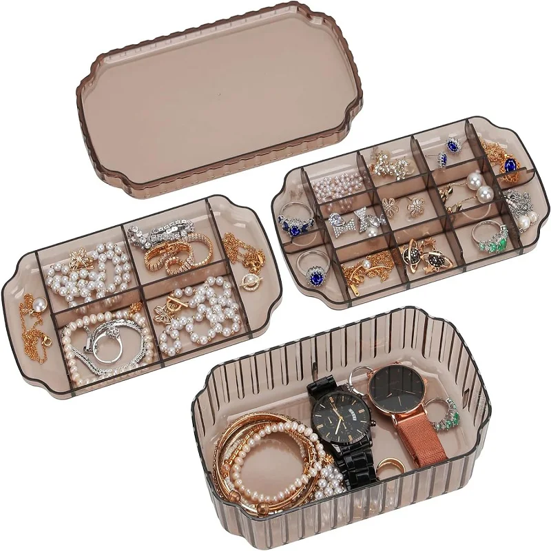 Three Layer Multi Grid Jewelry Storage Box Transparent Jewelry Containers Necklace Bracelet Headwear Sorting Boxs Home Organizer