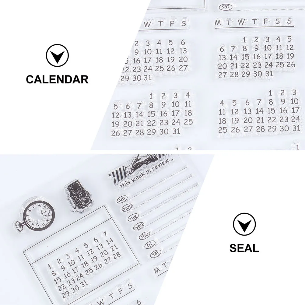 

4Pcs Transparent Stamps Calendar Stamper Set for DIY Scrapbooking Journaling Cards Making Craft Projects Decorative Seal Kit
