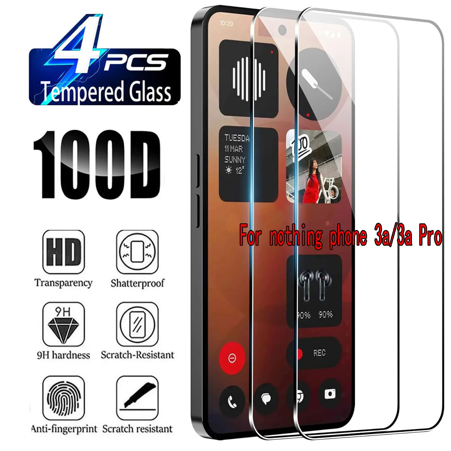 

2/4Pcs 9H For Nothing Phone (3a)/(3a Pro),Tempered Glass, HD Screen Protector