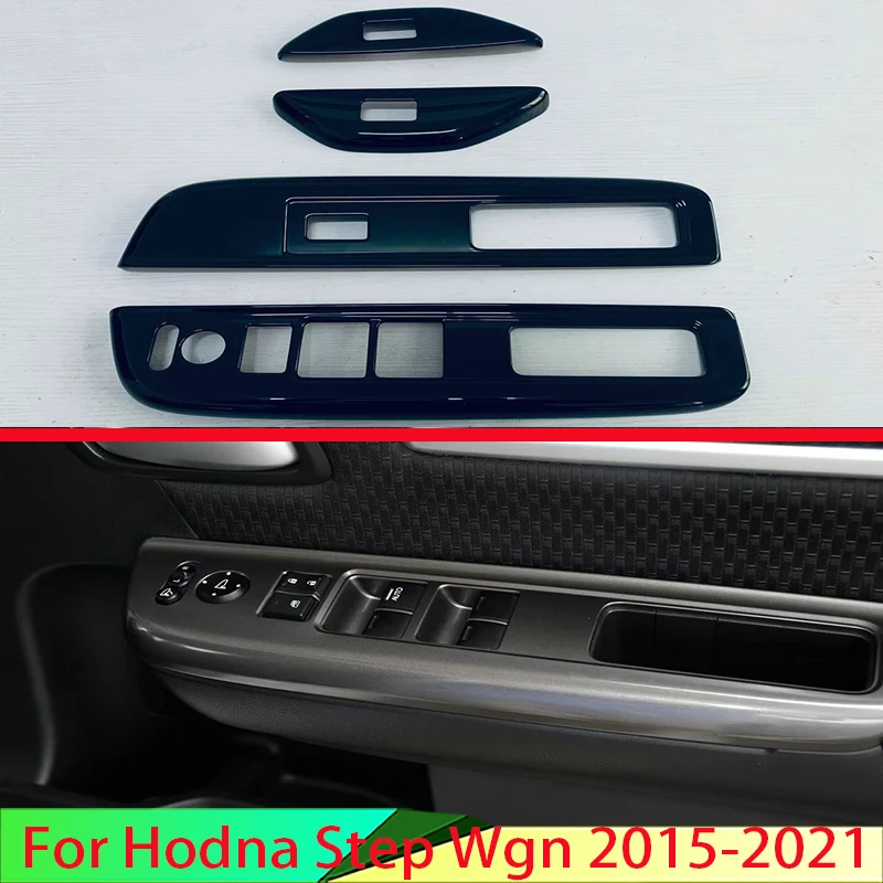 For HONDA StepWgn 2015-2021 Car Accessories Piano Black Door Window Armrest Cover Switch Panel Trim Molding Garnish