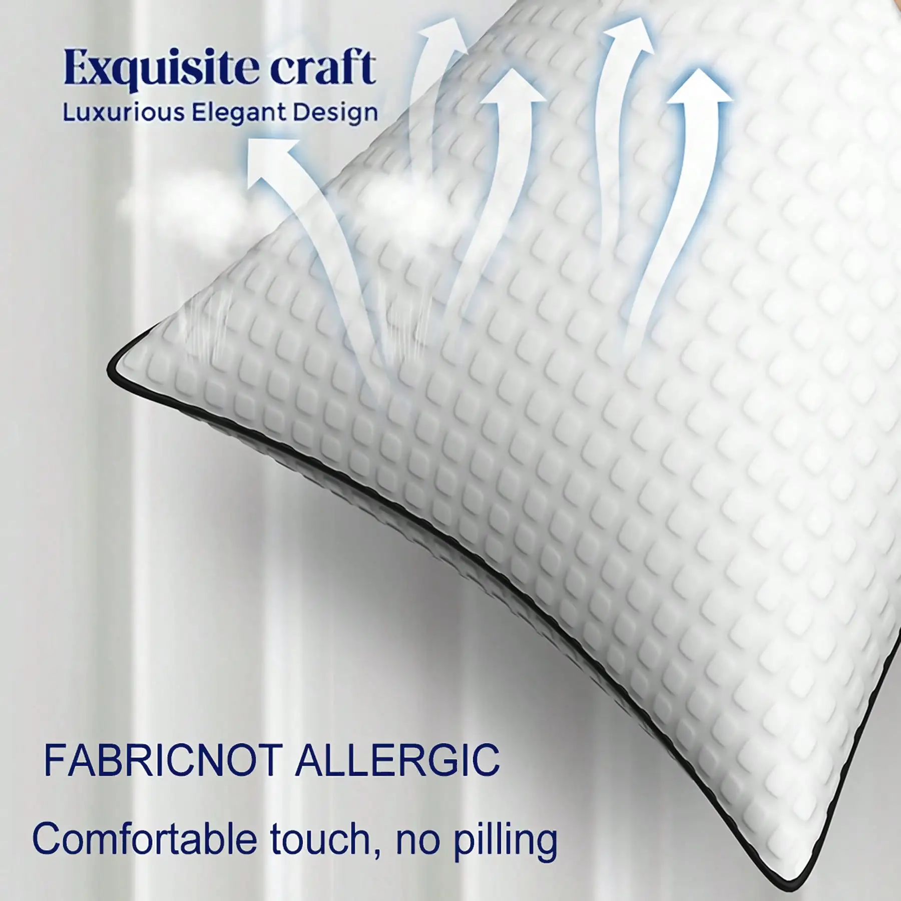 King Size Pillow Set of 4, Down Alternative Luxury Hotel-Quality Bed Pillows, Washable Pillows for Side, Back & Stomach Sleepers, Dorm & Camping Essentials, Multiple Pack Options