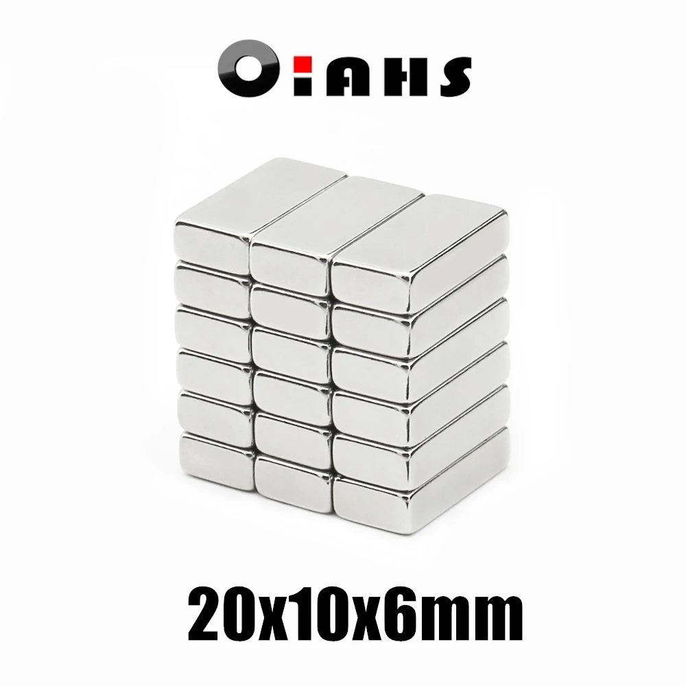 2pcs 20x10x6mm Super Powerful Strong Rare Earth Block NdFeB Magnet Neodymium N35 Magnets 20*10*6mm