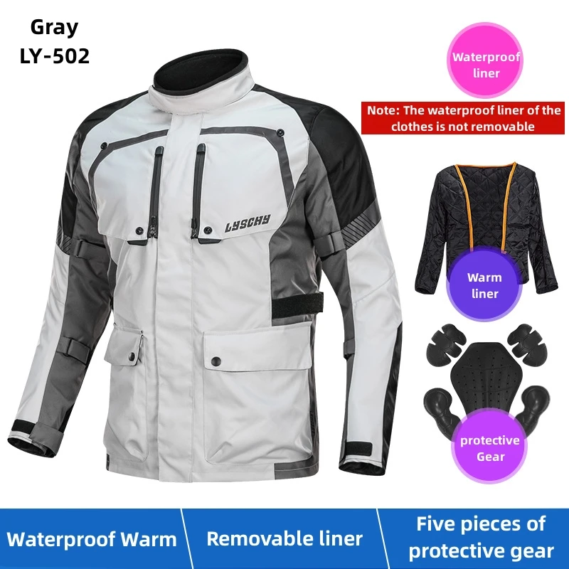 LYSCHY Motocross Jacket Autumn Winter Waterproof Warm Inner Liner Motorcycle Riding Clothing Anti-Fall Off-Road Jacket RallySuit