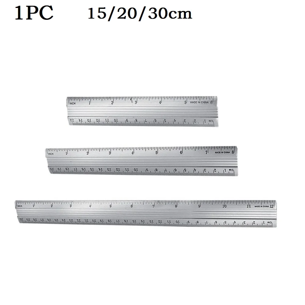 Handle Tools Measuring Tapes Ruler Dual Scale Ruler Silver 15cm 20cm 30cm Straight Ruler Dual Scale 15cm 20cm 30cm