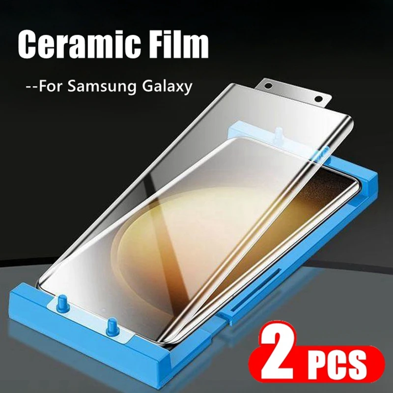 2 Stück Vollkleber-Displayschutzfolie für Samsung Galaxy S23 S24 S22 S21 S20 S10 Note 20 Ultra 10 Plus Keramikfolie Gebogen, Kein Glas – Detail 3