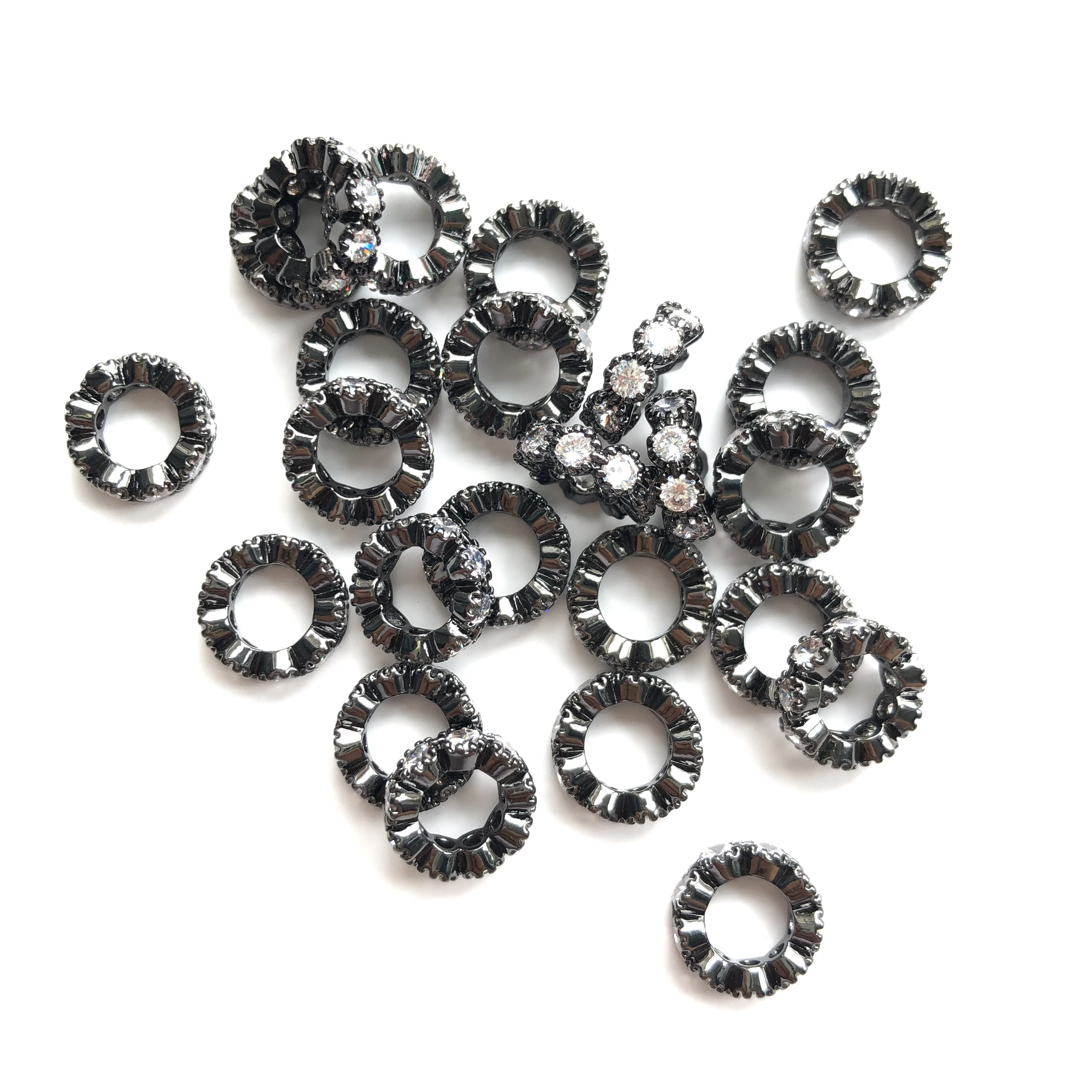 20pcs/Lot 8mm 10mm Wheel Spacer Beads for Women Jewelry Bracelet Making Zirconia Micro Pave Necklace Earring DIY Accessories