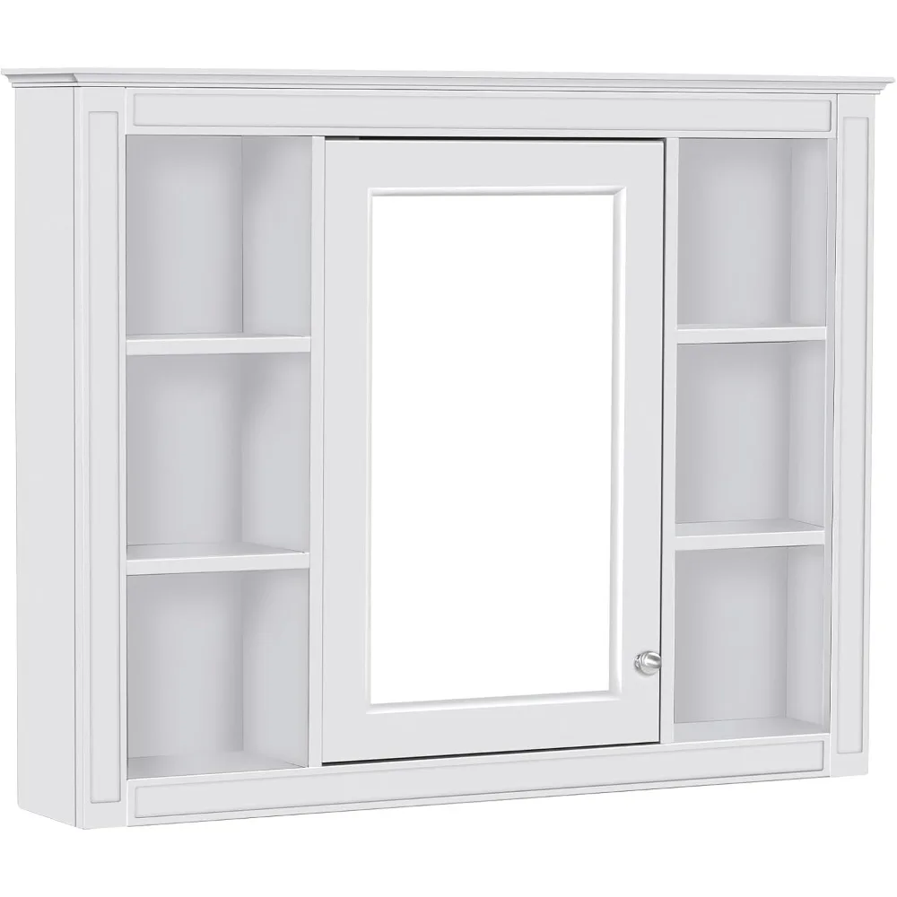 Bathroom Medicine Cabinet with Mirror, 35" x 27.5" Wall Mounted Medicine Cabinet with Single Door and Shelves, Over The Toilet