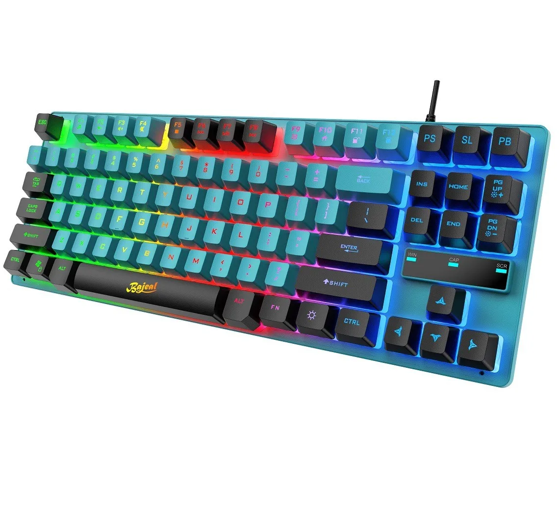 

BAJEAL KB-10 87-клавишная механическая клавиатура | Игровая клавиатура с радужной подсветкой для портативных ПК | Портативный компактный дизайн с