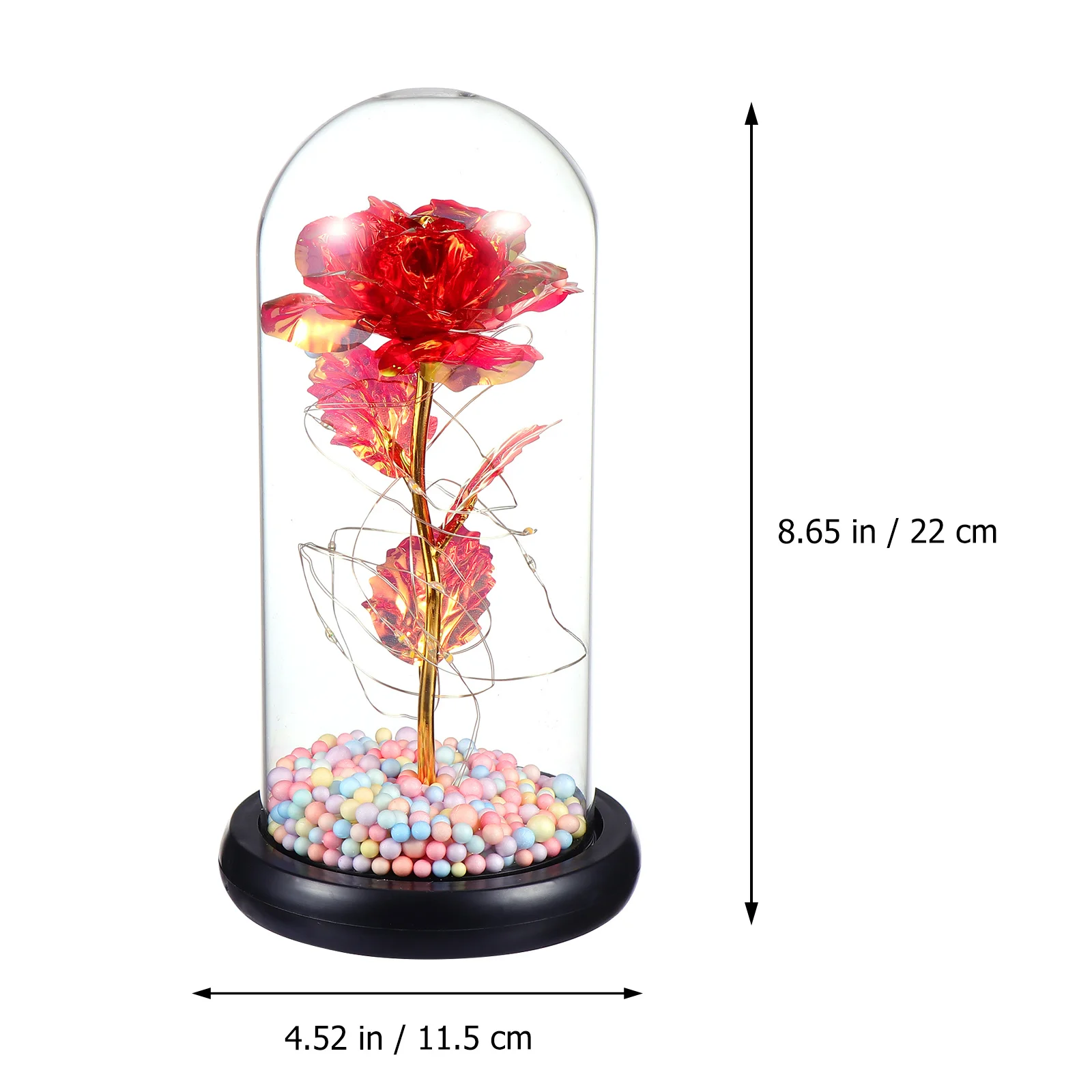 

1Pcs Rose Glass Dome Artificial Lamp Romantic Night Atmosphere Light Valentine's Day Rose Ornament Dating Night