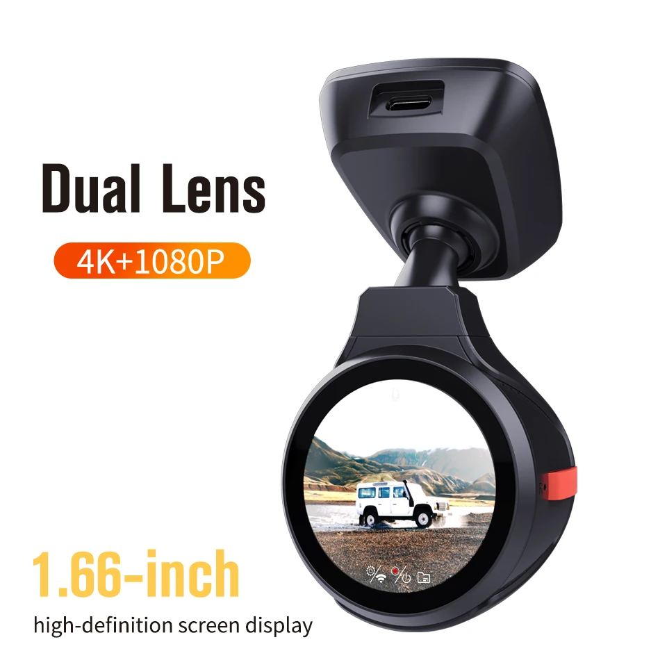 Maustor 4K car black box, driving recorder with dual cameras, G sensor, Wifi GPS, 2-channel driving recorder, loop video driving