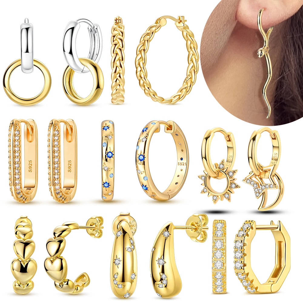 

Серьги-кольца из стерлингового серебра 925 пробы с розовым золотом для женщин и девушек, для вечеринок, свадеб, дней рождения, ювелирный подарок