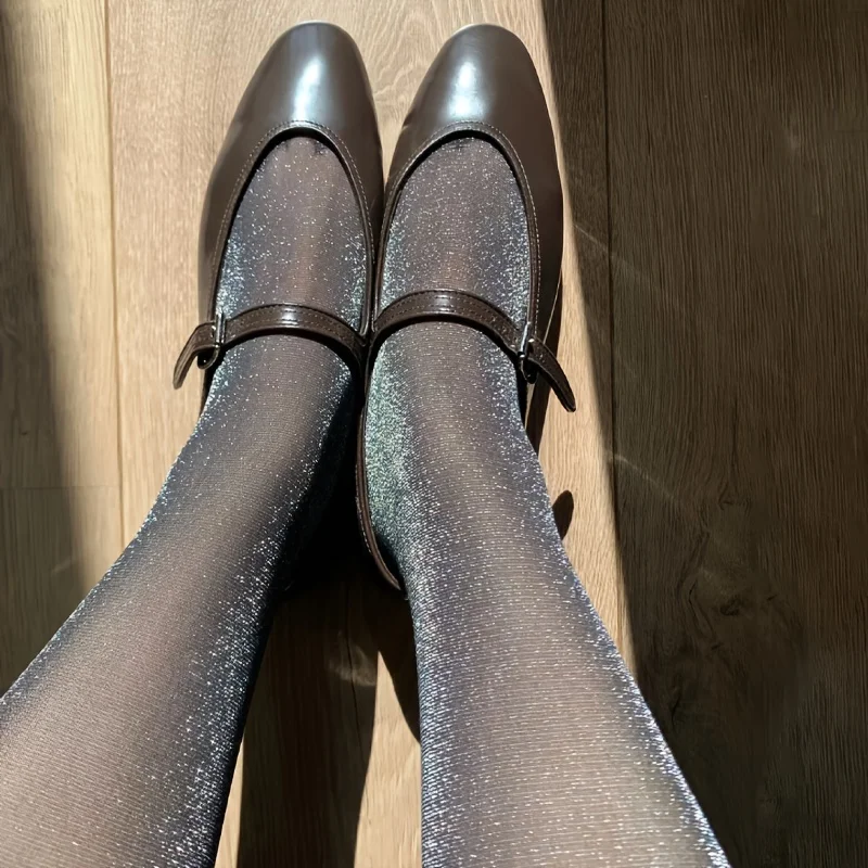 1Pairs Women's Glitter Sheer Tights, Sequin Fringe Shiny image 5