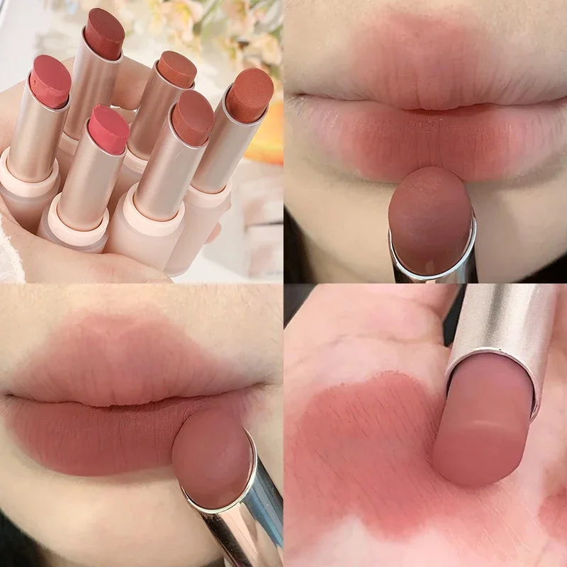 Korean Nude Red Velvet Lipstick Matte Waterproof Long Lasting Pink Red Brown Lipsticks Sexy Lip Tint Non-stick Cup Lips Cosmetic