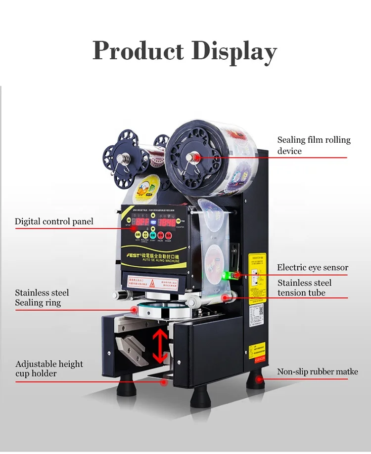 FEST heat shrinkable film capping machine cup sealer for beverage multi automatic cup packaging machine