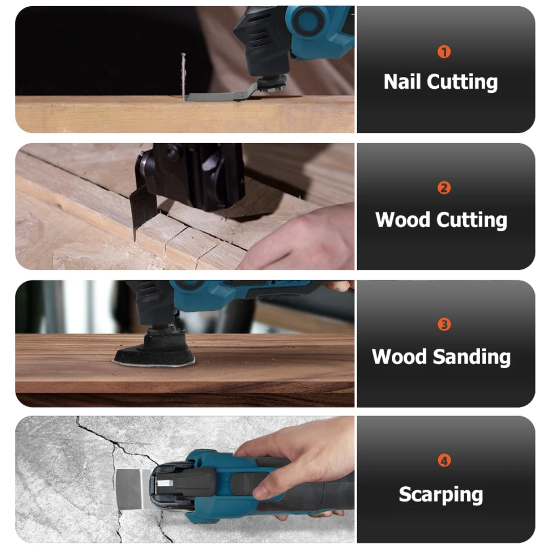 600 W elektrische oszillierende Multi-Tools Akku-Holzbearbeitungswerkzeug 20000 OPM Schneidsäge Heimdekoration für Makita 18 V Akku