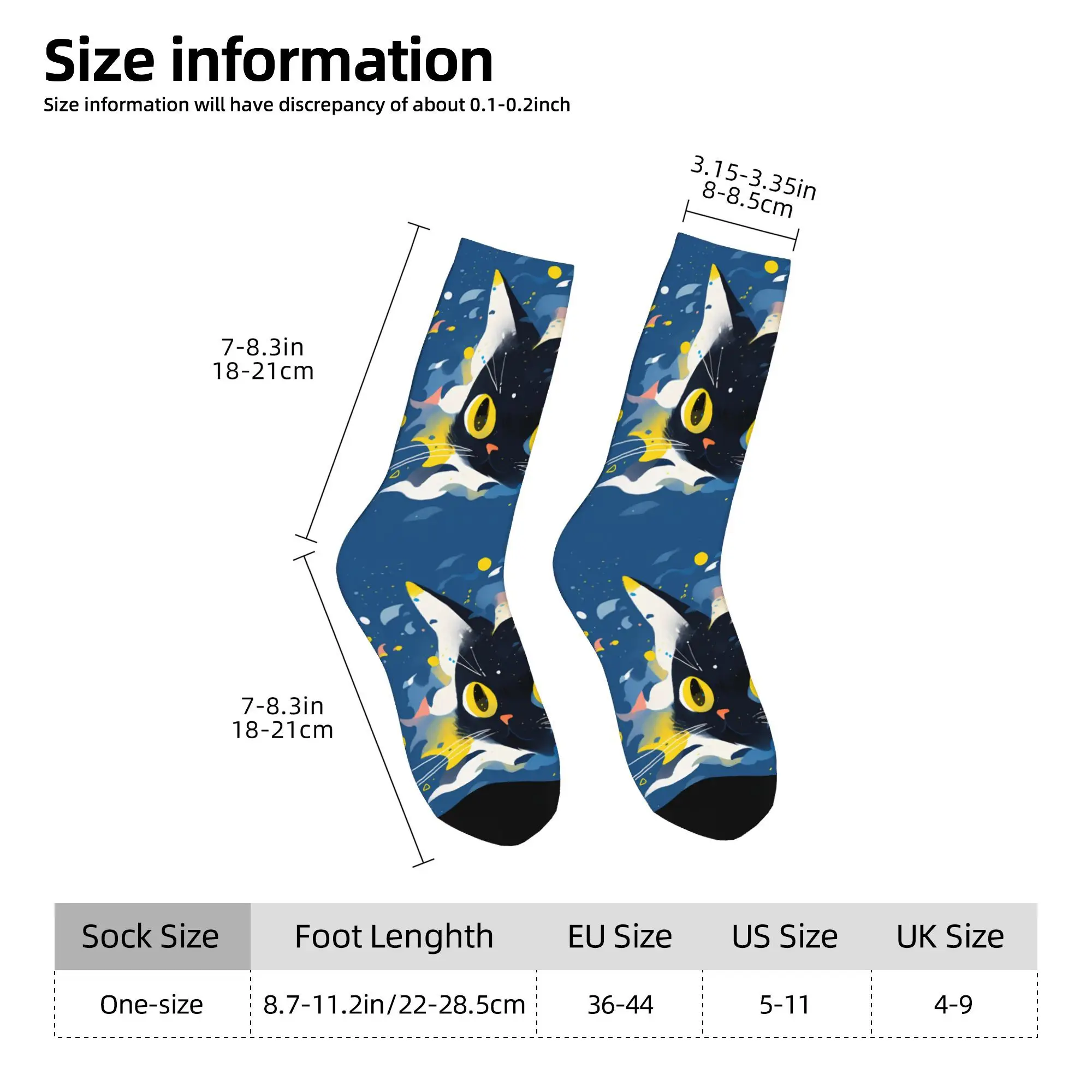 Vintage Rushing Galactic Cat in Blue Men's Socks  Unisex Harajuku Pattern Printed Crazy Crew Sock Gift