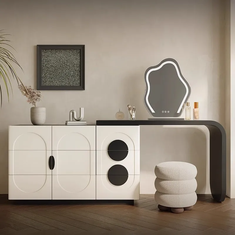 Black and white color matching dresser, six-chest cabinet, integrated bedroom, bedside makeup table