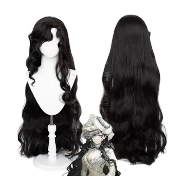 Cabelo Sintético Encaracolado Preto Resistente ao Calor, Peruca Isolda Cos, Festa de Halloween, Perucas Cosplay Anime, Boné, Alta Qualidade, 105-110cm