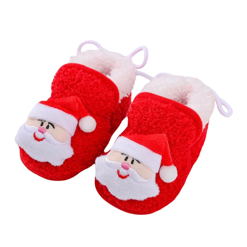 Infant Halloween Christmas Booties Soft Baby Pumpkin Santa Claus Winter Warm Fleece Slippers Snow Boots Crib Shoes