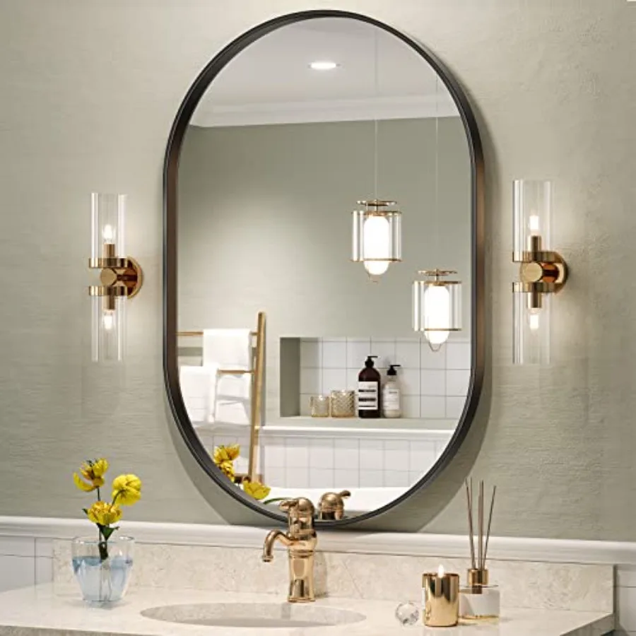 

Oval Mirror for Bathroom Vanity 20x30 Inch, Matte Bathroom Mirrors for Wall Metal Frame, Wall Mounted Mirror for Bedroom Living
