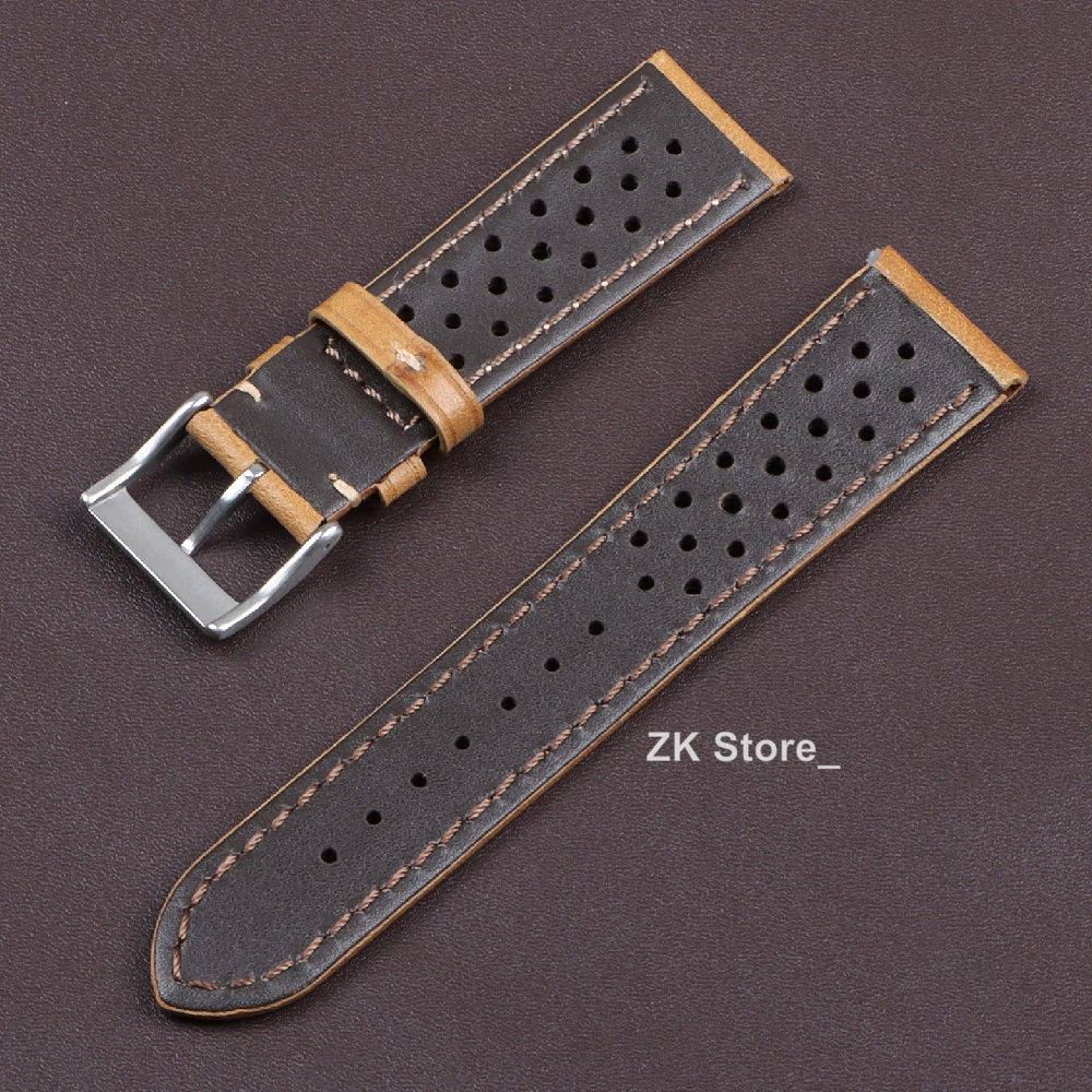 Cowhide Breathable Watch Band 18mm 20mm 22mm Strap for Tag Heuer Connected Bands for Seiko Men Women Universal Accessories