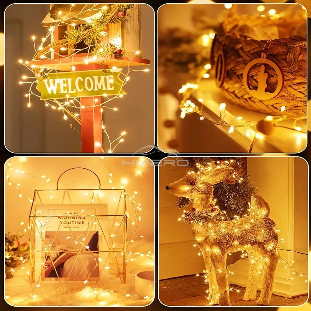Tira de Luz de Natal com 100LED Cordas, Flash, Feriado, Decoração, Festa, Atmosfera de Casamento, Jardim, Confissão, Iluminação de Teto, 10m