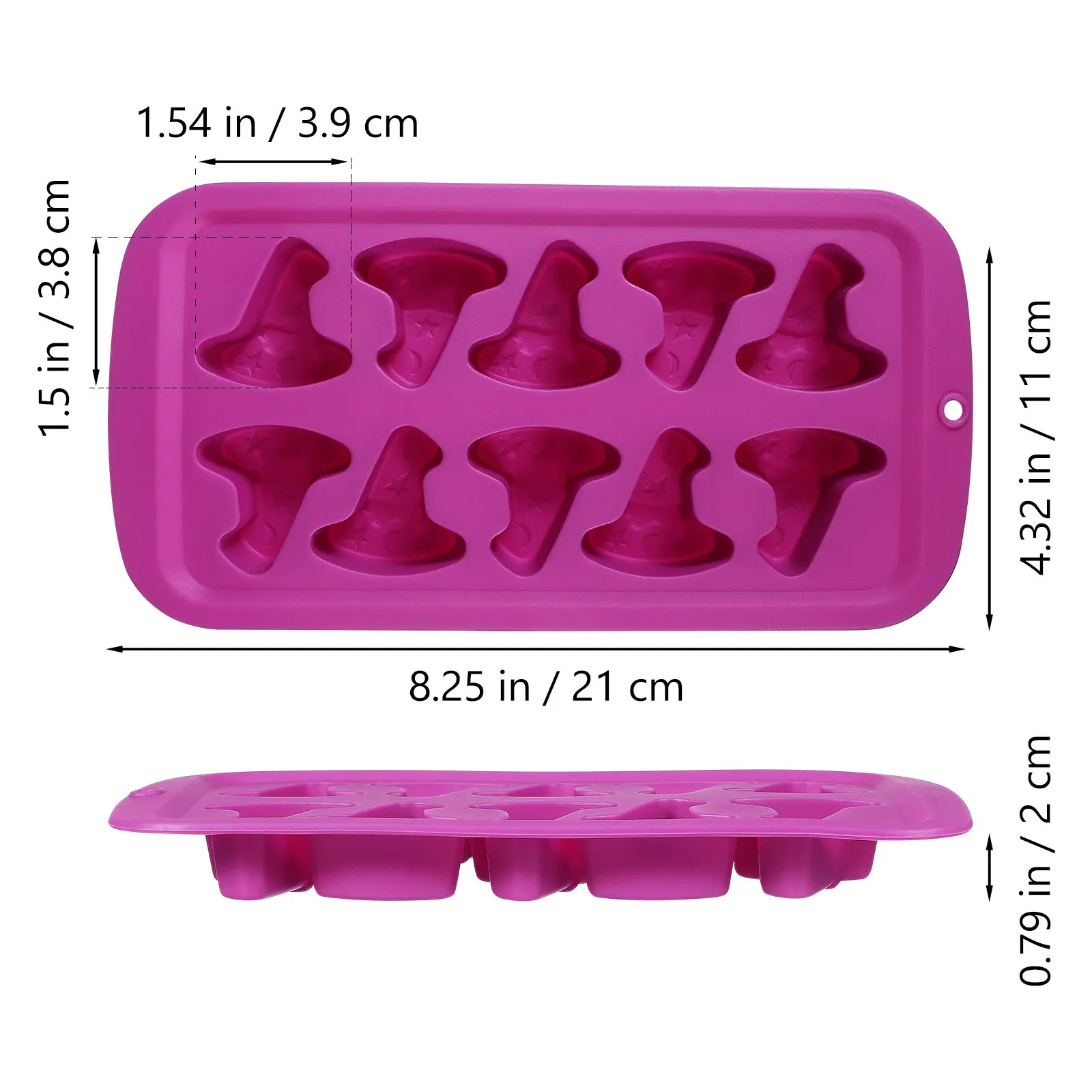 2Pcs Halloween Wizard Hat Silicone Molds Food Grade Safe Easy Demould Smooth Surface Chocolate Ice Cube Candy Making Tools