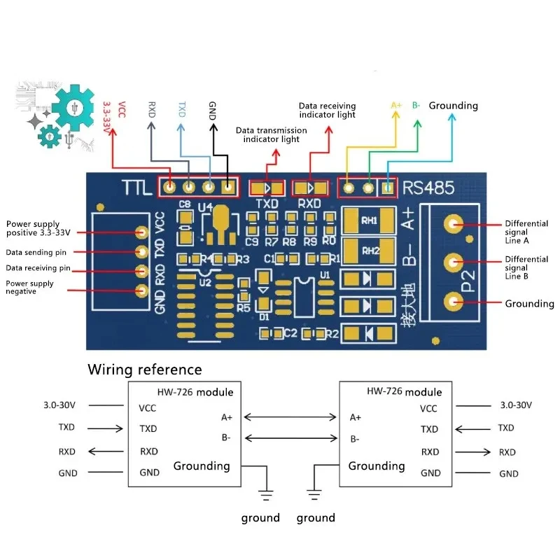TTL to RS485 Module Microcontroller Serial Port Hardware Automatic Flow Control Half-Duplex Switch for Electronic DIY