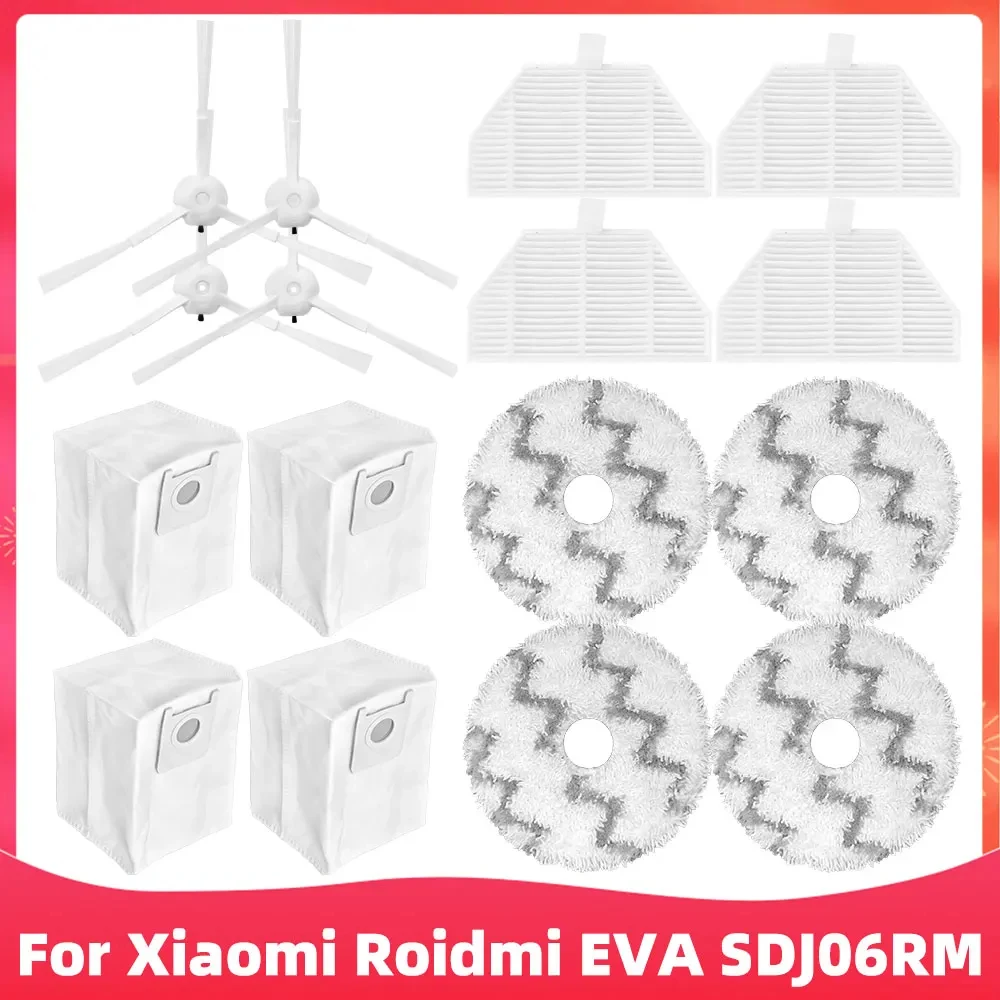 For Xiaomi Roidmi EVA Self-Cleaning Emptying Robot Vacuum SDJ06RM Spare Parts Hepa Filter Side Brush Mop Cloths Rag Replacement