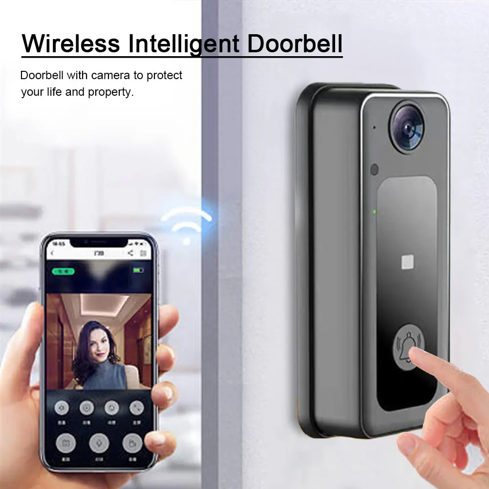 Wireless Phone Door Bell Two-Way Audio Smart Video Doorbell Security Doorbell Cloud Storage Battery Powered Home Security Camera