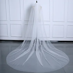 Wholesale White Ivory Cheap 3 meters Veil Cathedral a Long Border Layer Cut Bridal Veins 2024 8 MAIN SALES BROWN VÉU - №2