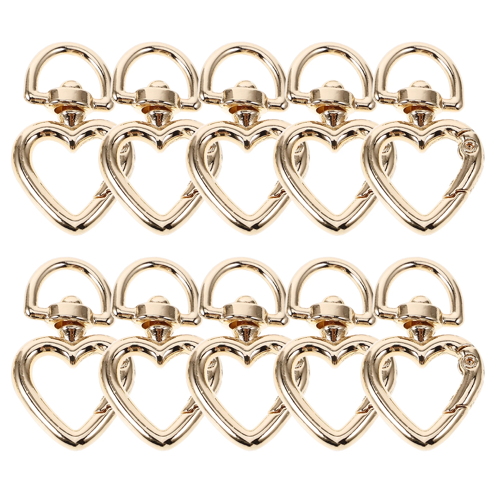 10pcs Heart Keychain Buckle Spring Clasp Spring Buckle For Craft Metal Locking Carabiner for Craft Backpack DIY Accessories