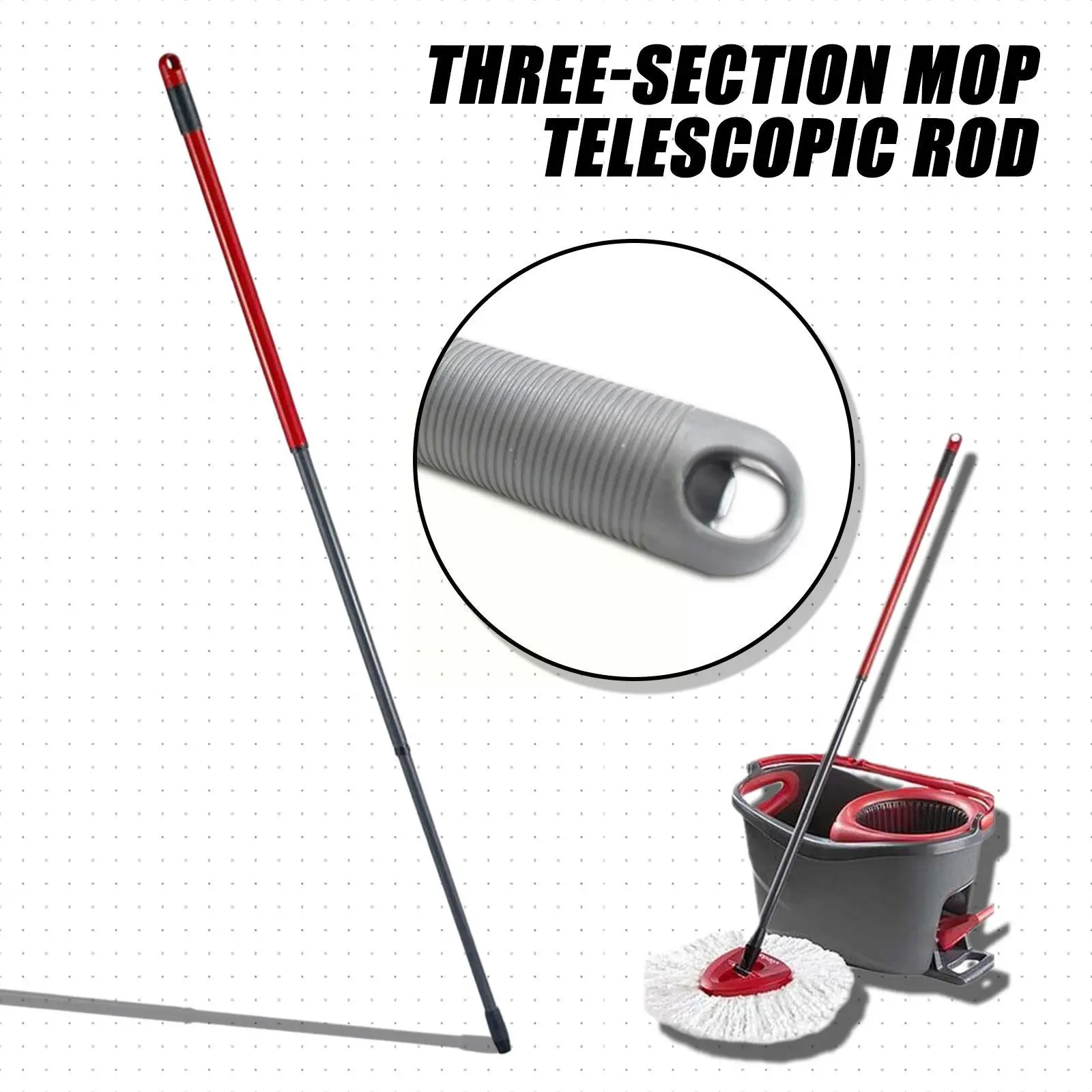 55-122cm Rotary Mop Rod Fit O-cedar/Vileda Three Sections Install Accessories Mop Easy Cleaning Telescopic Of Rod T F7P8