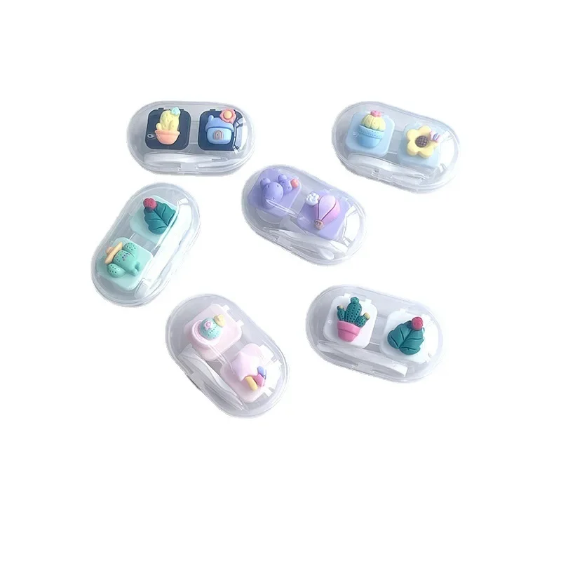 DIY Contact Lens Case Mini Compact Clamshell Contact Lens Case Storage Companion Box Double Box