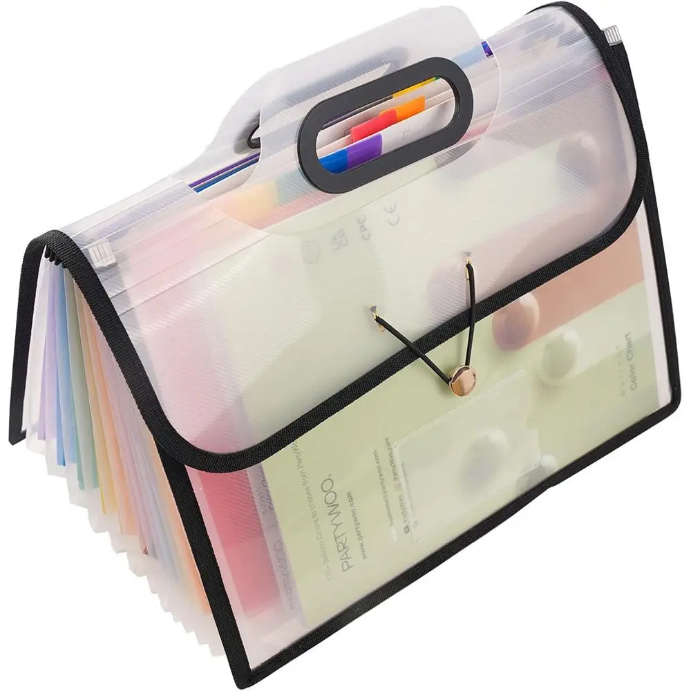13 Pockets File Organizer Portable Colorful Tabs Expanding File Folders Large Capacity Monthly Bill Receipt Organizer