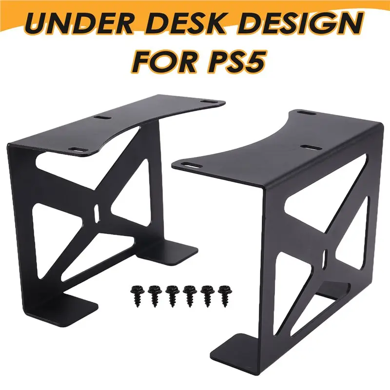 AT82-For PS5 For PS5 Slim Compatible Stealth Mount Under Desk Holder For Playstation 5 Disc& Digital Edition Consoles