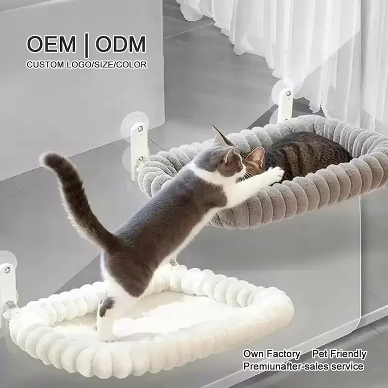 Sunbathing Rabbit Plush Striped Window Sucker High Load-bearing Capacity Washable Foldable Cat Hammock Hanging Bed Balcony