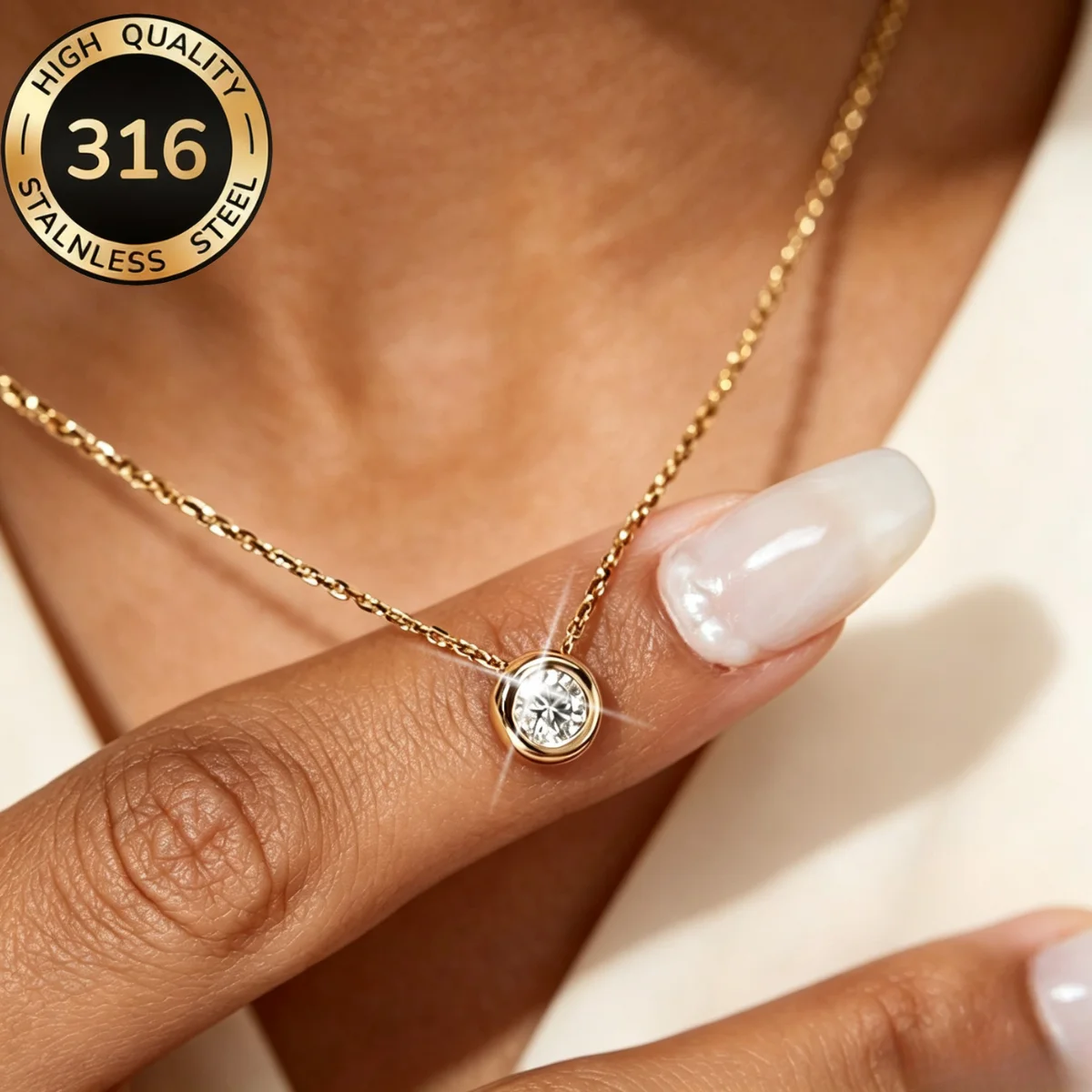 Charm Necklace Dainty - Gold Plated 18K Dainty Minimalist Shiny