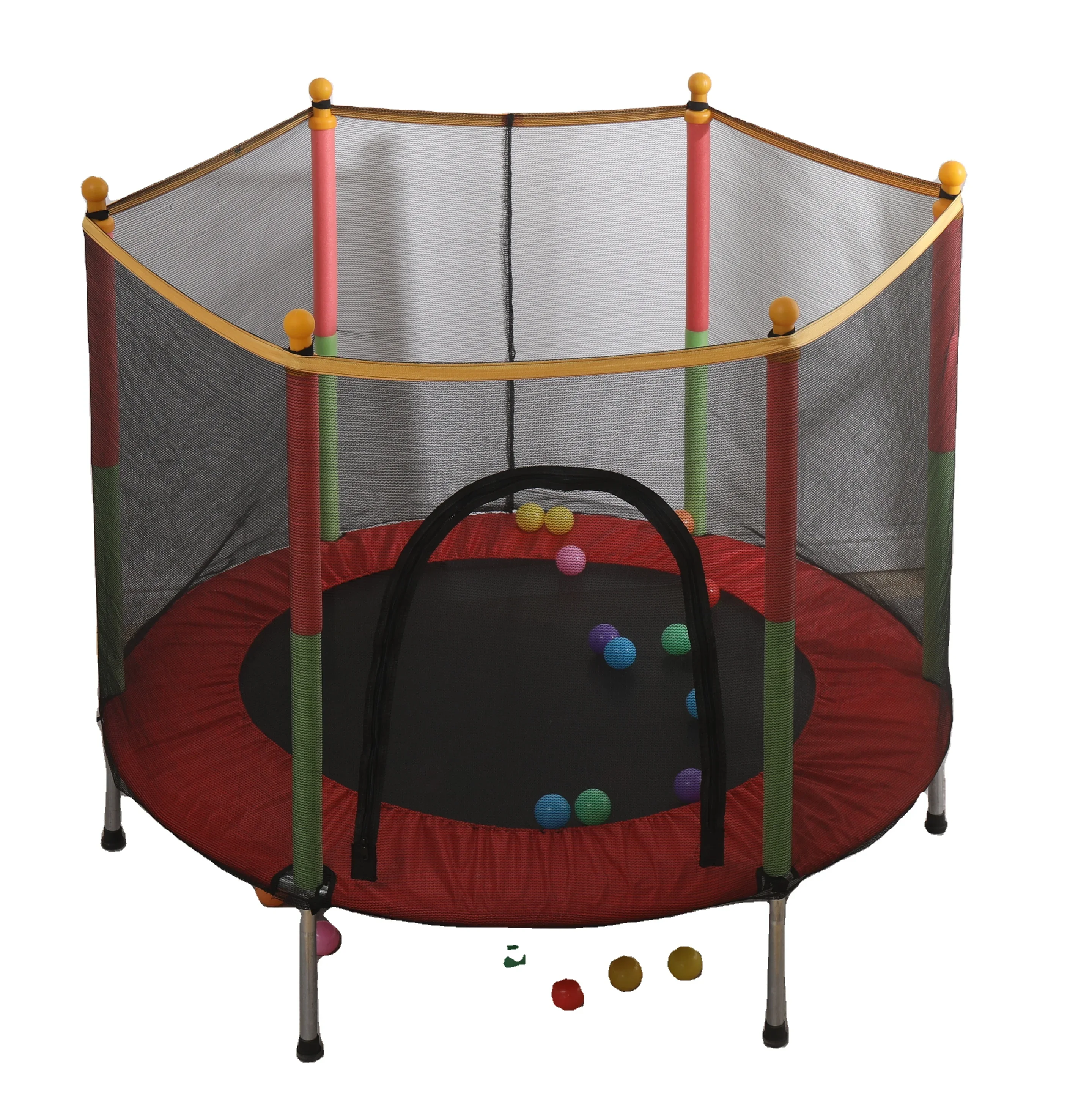 Kids indoor playground items round  mini trampoline with net