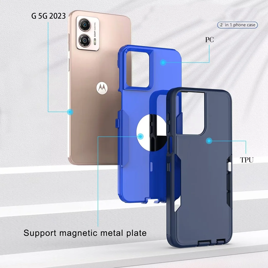 Moto G 5G 2023 Phone Cover, Heavy Duty Shockproof Support magnetic car mount Protective Bumper Case For Moto G Power 5G 2023