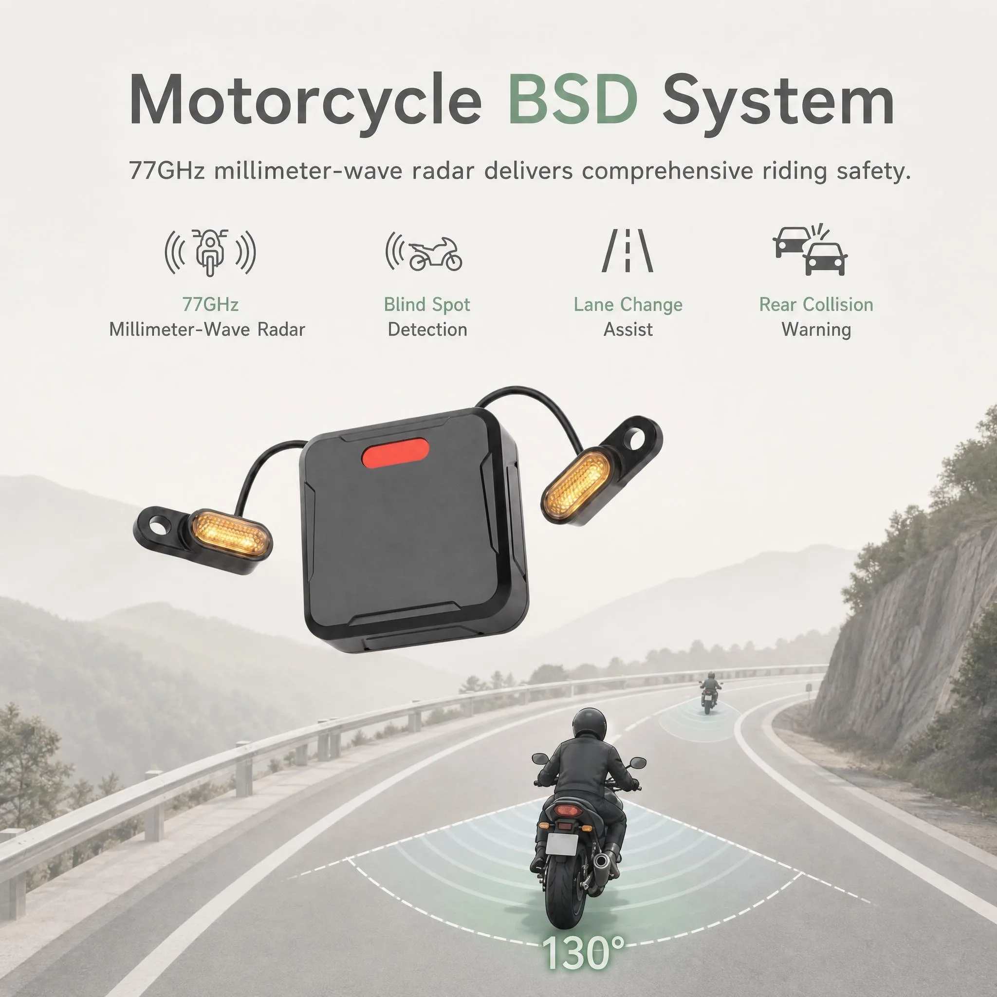 2026 New Motorcycle Safety Kit Motorcycle BSD Kit IP69 Waterproof