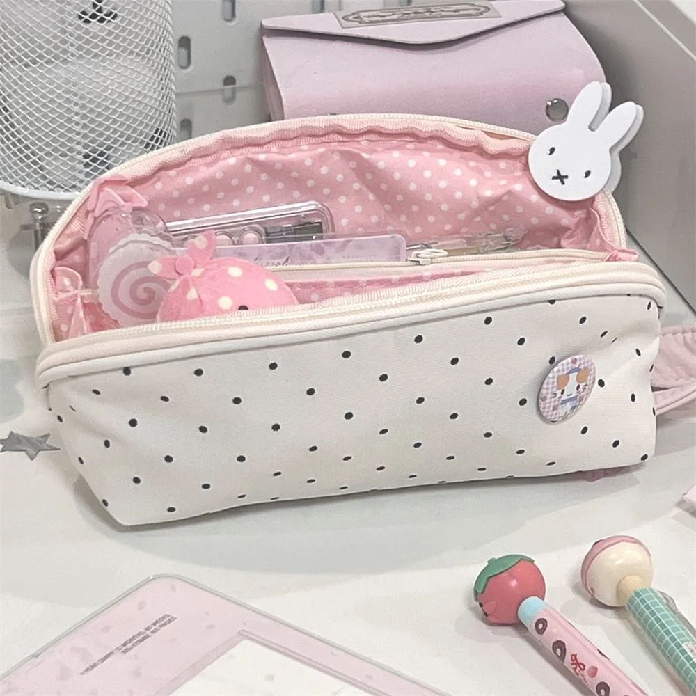 Polka Dot Pencil Case Shell Shape Multi-functional Stationery Storage Bag Large-capacity Pen Bag Students Gift Storage Bag