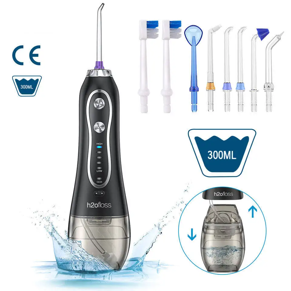 H2ofloss-irrigador Dental inalámbrico con 5 boquillas, irrigador Ipx7 eléctrico portátil de agua, para limpieza de dientes y salud Oral, Hf-6