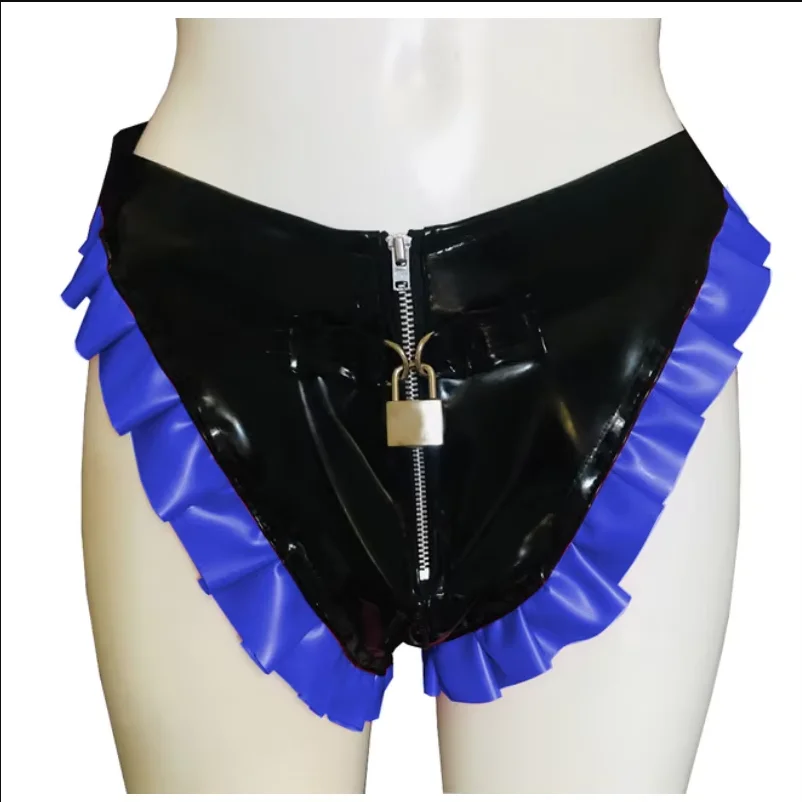 

Fashion Adult Giant Baby Sexy Girl Black PVC Lining Blue Lace Sissy Makeup Ball Maid Gothic Ball Dress Role Play Multi Color