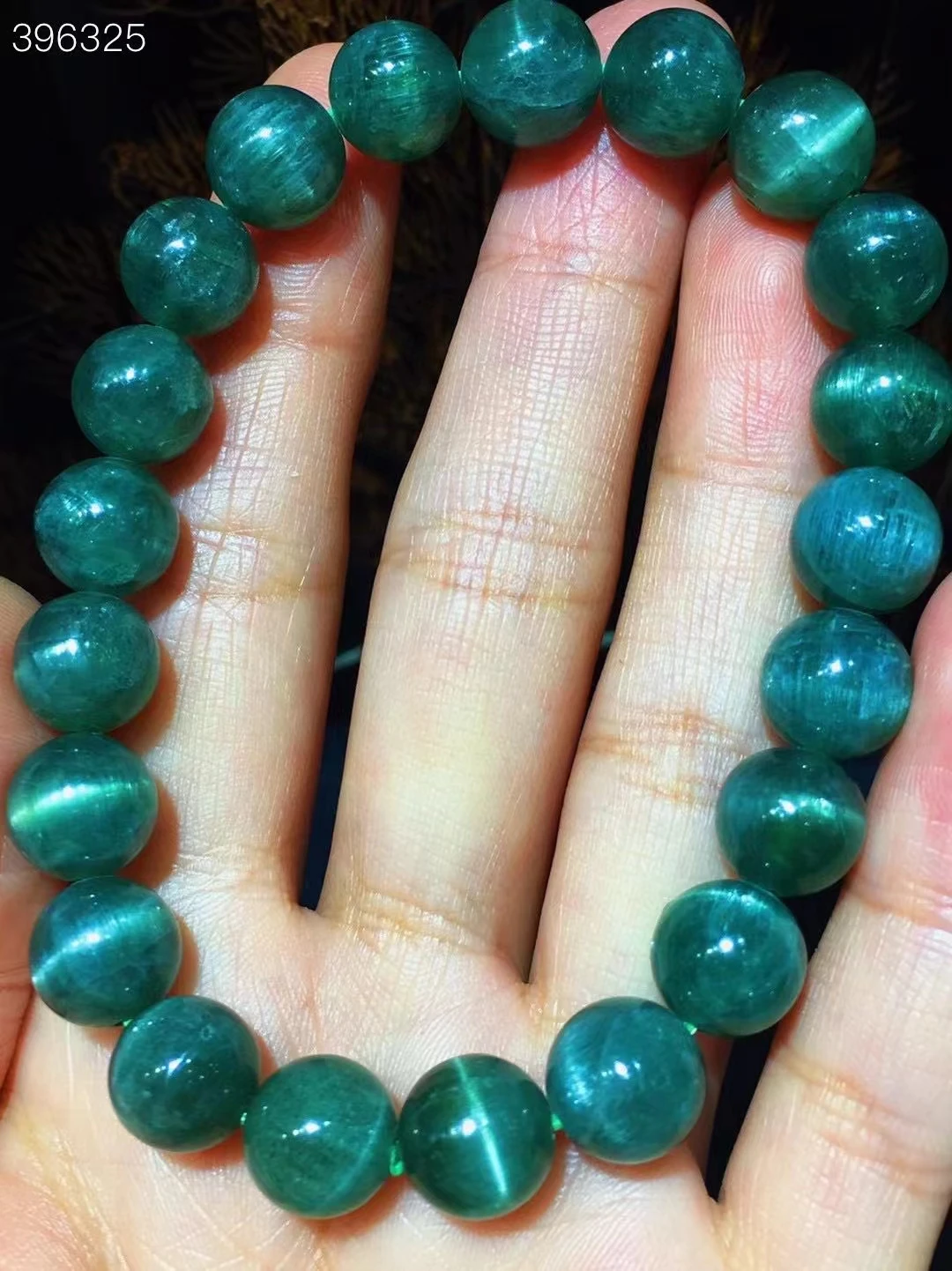 9.5mm Natural Green Apatite Gemstone Women Men Beads Bracelet Round Beads Chatoyant Cat Eye Green Apatite Gemstone AAAAAA