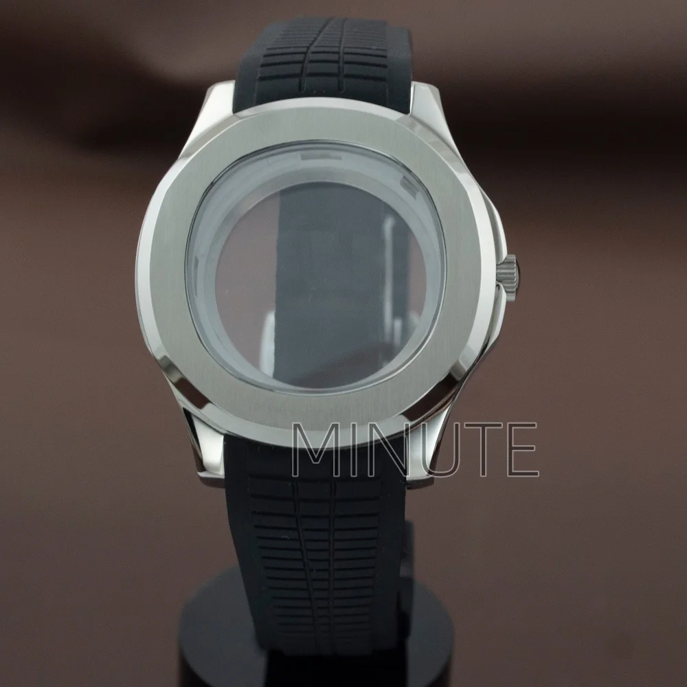 

For AQUANAUT Nautilus 42mm Case Sapphire Glass Stainless Steel Watch Accessories Fit NH35 NH36 Movement 32mm Dial Rubber Strap